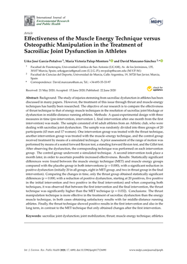 Effectiveness of the Muscle Energy Technique Versus Osteopathic