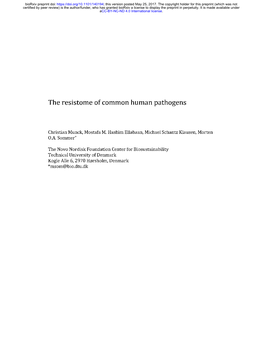 The Resistome of Common Human Pathogens
