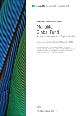 Manulife Global Fund Unaudited Semi-Annual Report