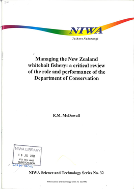Managing the New Zealand Whitebait Fishery: a Critical Review of the Role and Performance of the Department of Conservation