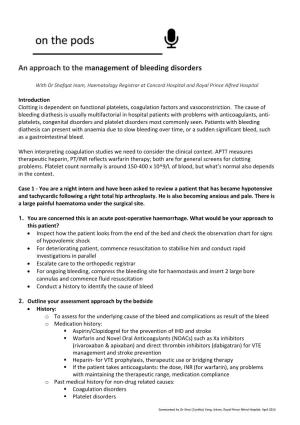An Approach to the Management of Bleeding Disorders