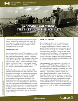 Canada Remembers the Battle of the Scheldt