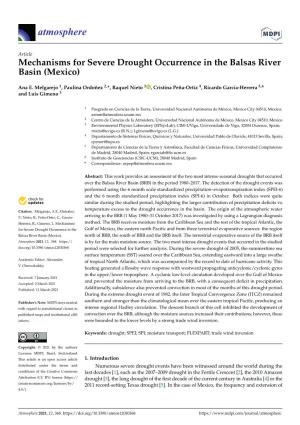 Mechanisms for Severe Drought Occurrence in the Balsas River Basin (Mexico)
