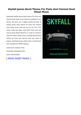 Skyfall James Bond Theme for Flute and Clarinet Duet Sheet Music