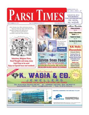 Facebook Like: Parsi Times SATURDAY, AUGUST 02, 2014 P.T