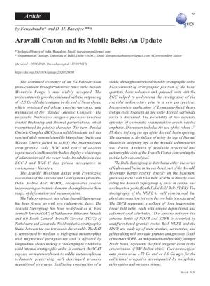 Aravalli Craton and Its Mobile Belts: an Update