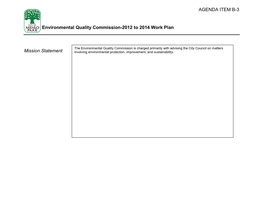 Environmental Quality Commission-2012 to 2014 Work Plan