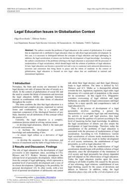 Legal Education Issues in Globalization Context