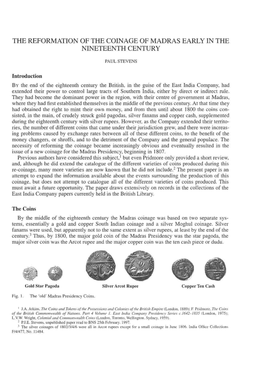 The Reformation of the Coinage of Madras Early in the Nineteenth