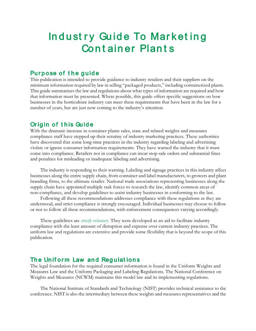 Industry Guide to Marketing Container Plants