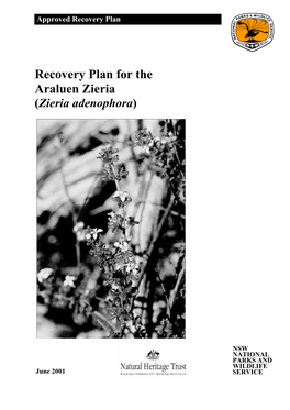 Recovery Plan for the Araluen Zieria (Zieria Adenophora)