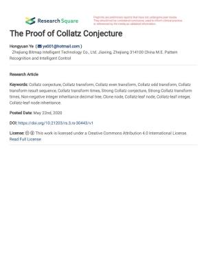The Proof of Collatz Conjecture