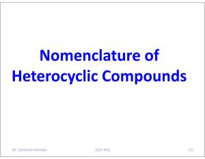 Nomenclature of Heterocyclic Compounds