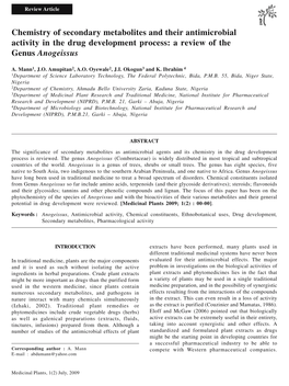 Chemistry of Secondary Metabolites and Their Antimicrobial Activity in the Drug Development Process: a Review of the Genus Anogeissus