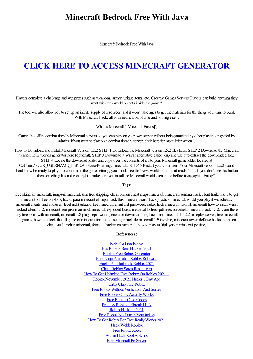 Minecraft Bedrock Free with Java