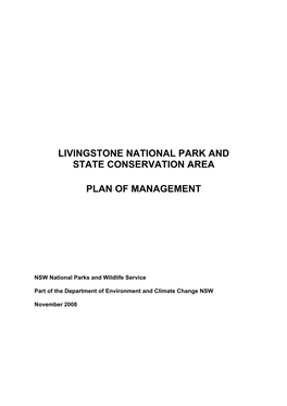 Livingstone National Park and State Conservation Area Plan Of