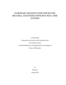 Hardware Architectures for Secure, Reliable, and Energy-Efficient Real-Time Systems