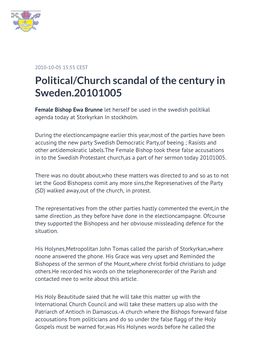 Political/Church Scandal of the Century in Sweden.20101005