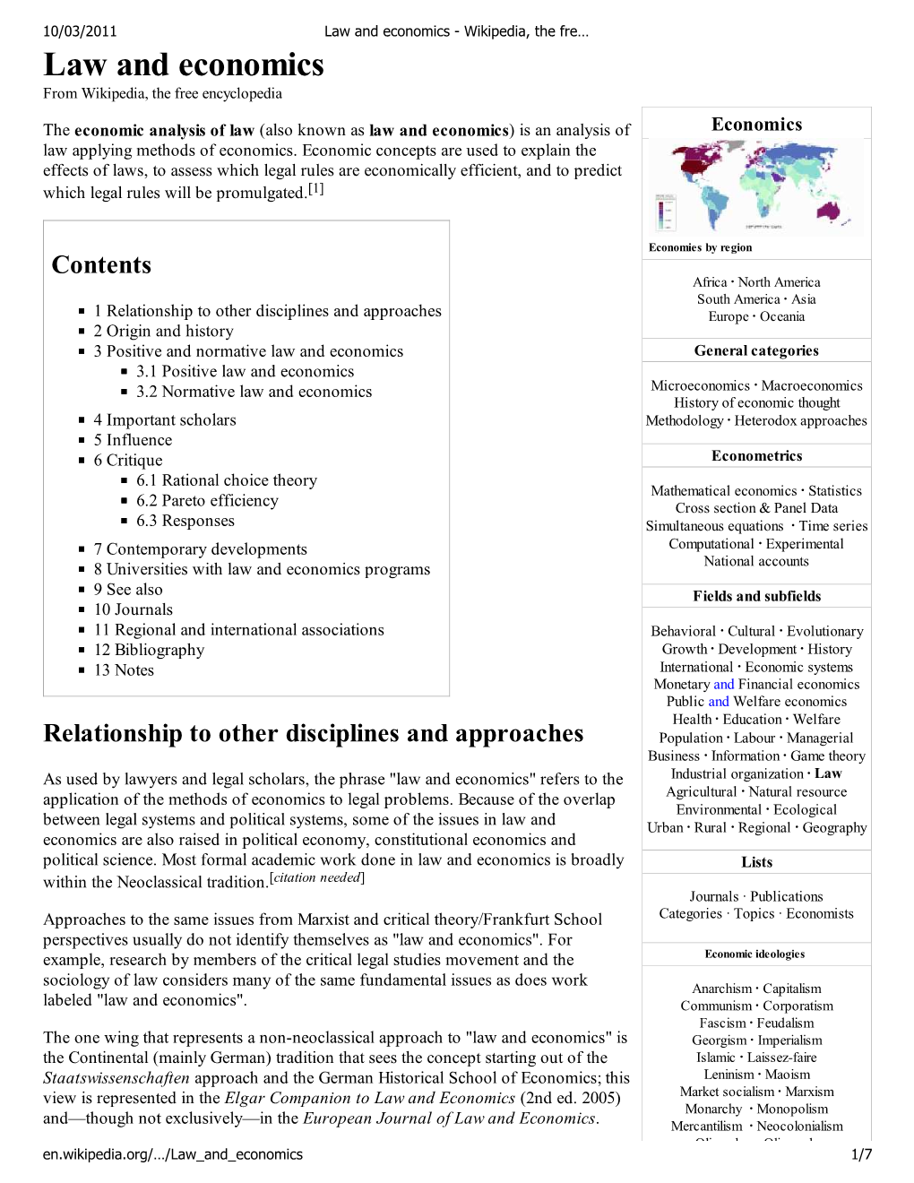 Law and Economics - Wikipedia, the Fre… Law and Economics from Wikipedia, the Free Encyclopedia