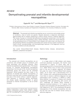 Demyelinating Prenatal and Infantile Developmental Neuropathies