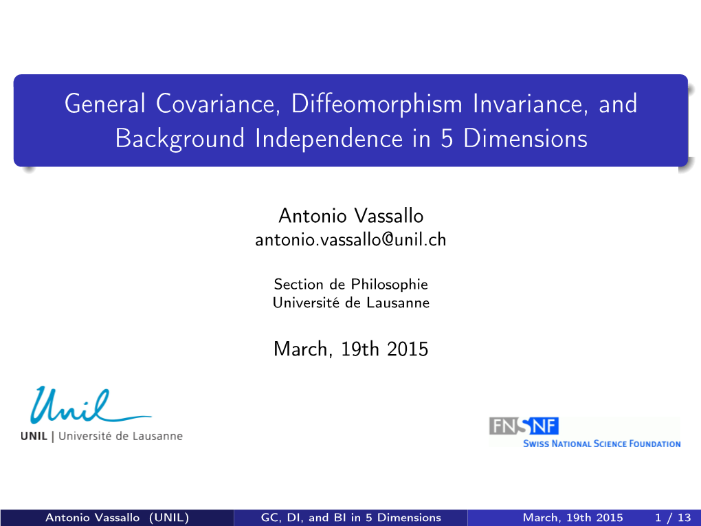 General Covariance, Diffeomorphism Invariance, and Background