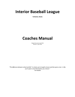 Interior Baseball League Coaches Manual