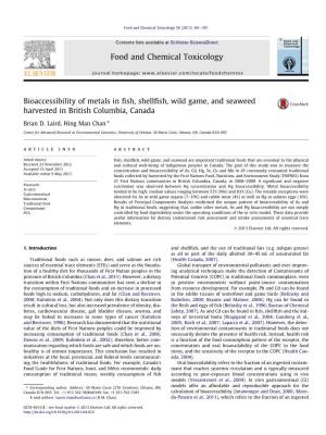 Bioaccessibility of Metals in Fish, Shellfish, Wild Game, and Seaweed