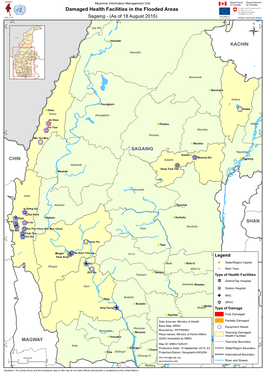 Damaged Health Facilities in the Flooded Areas Sagaing - (As of 18 August 2015)