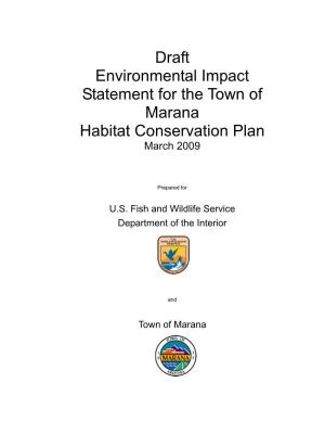 Draft Environmental Impact Statement for the Town of Marana Habitat Conservation Plan March 2009