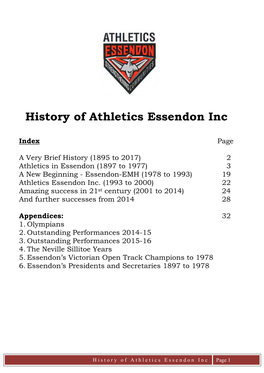 History of Athletics Essendon Inc