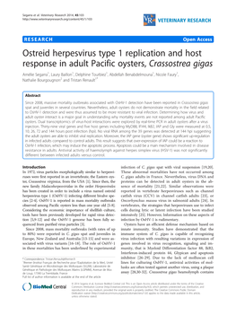 Ostreid Herpesvirus Type 1 Replication and Host Response in Adult Pacific