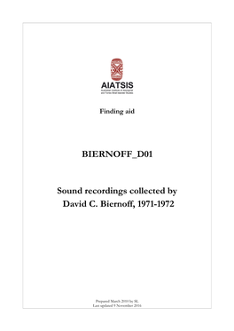 Guide to Sound Recordings Collected by David C. Biernoff, 1971-1972