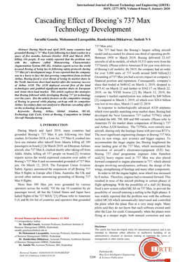 Cascading Effect of Boeing's 737 Max Technology Development