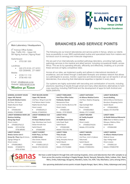 Branches and Service Points
