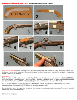 FLINTLOCK RUBBER BAND GUN Assembly Instructions Page 1