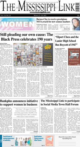 Still Pleading Our Own Cause: the a Crossroads Film Festival Review “Elport Chess and the Black Press Celebrates 190 Years Lanier High School by Stacy M