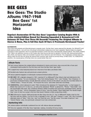 BEE GEES Bee Gees: the Studio Albums 1967-1968 Bee Gees’ 1St Horizontal Idea