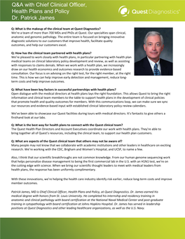 Q&A with Chief Clinical Officer, Health Plans and Policy Dr. Patrick James