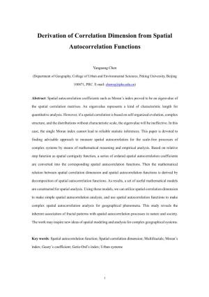 Derivation of Correlation Dimension from Spatial Autocorrelation Functions