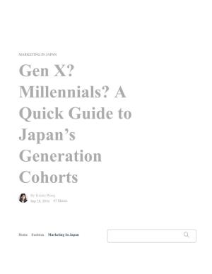 Millennials? a Quick Guide to Japan's Generation Cohorts