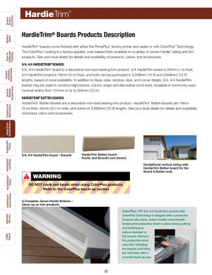 Hardietrim® Boards Products Description