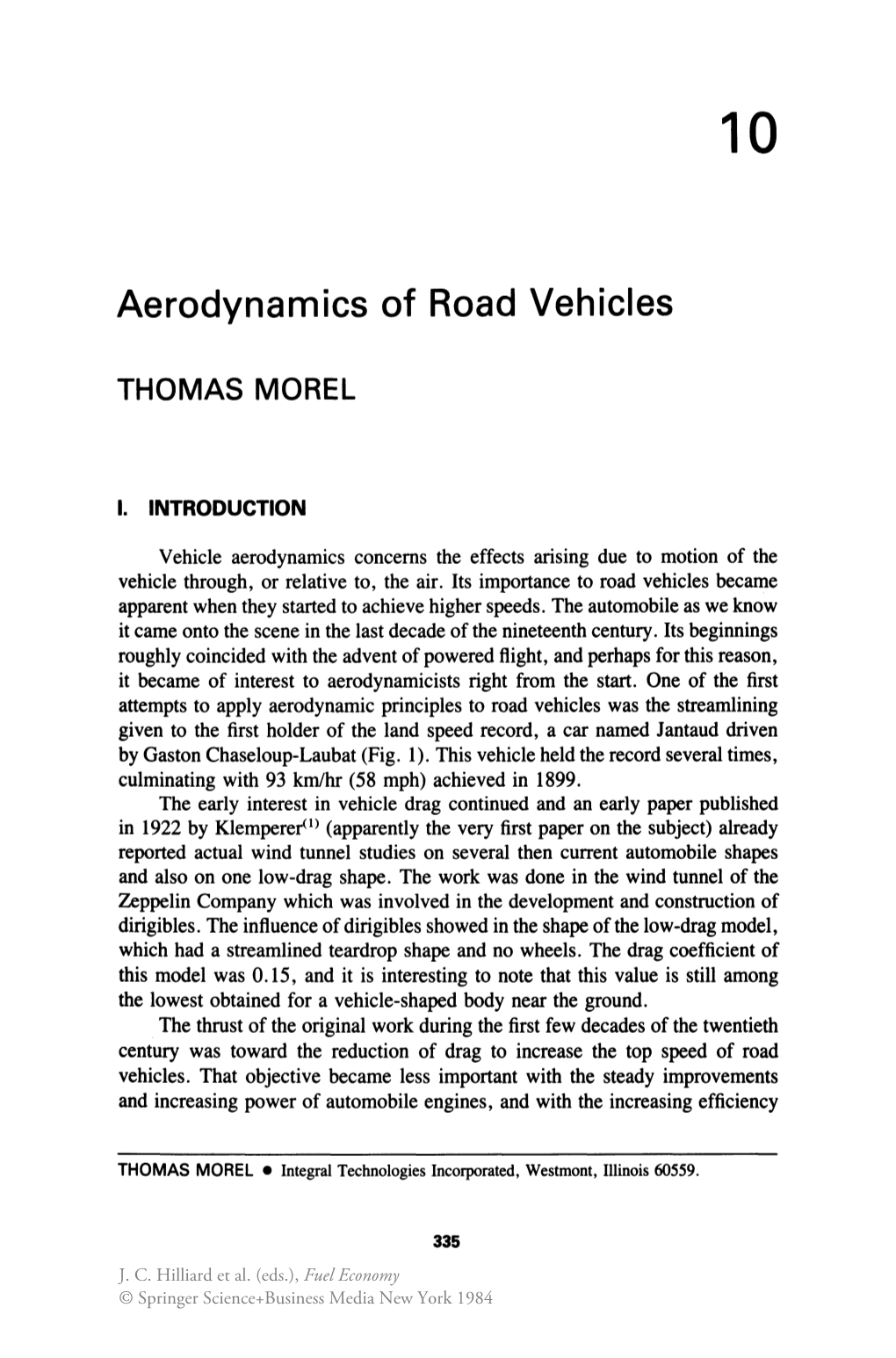 Aerodynamics of Road Vehicles