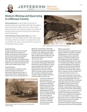 Historic Mining and Quarrying in Jefferson County