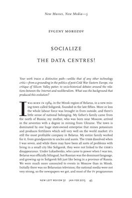 Socialize the Data Centres!