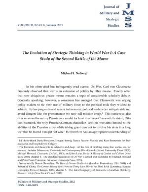 The Evolution of Strategic Thinking in World War I: a Case Study of the Second Battle of the Marne