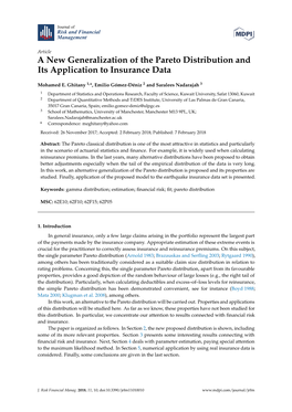 A New Generalization of the Pareto Distribution and Its Application to Insurance Data