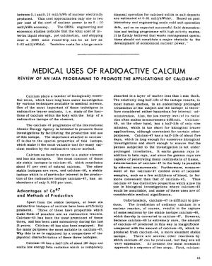 Medical Uses of Radioactive Calcium Review of an Iaea Programme to Promote the Applications of Calcium-47