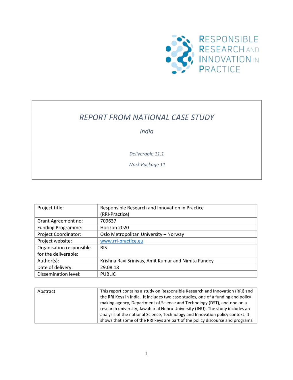 Report from National Case Study: India