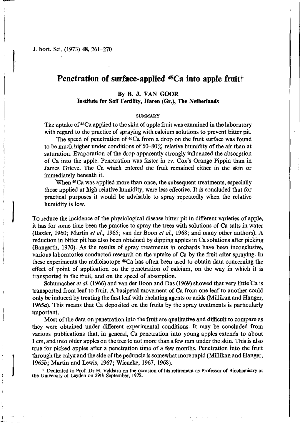 Penetration of Surface-Applied ^Ca Into Apple Fruitî