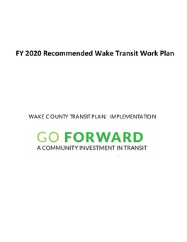 FY 2020 Recommended Wake Transit Work Plan